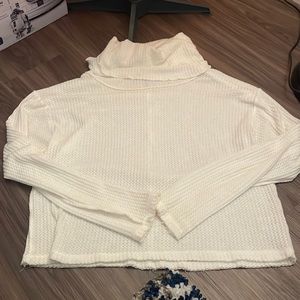 Free People Waffle Cowl Neck Sweater